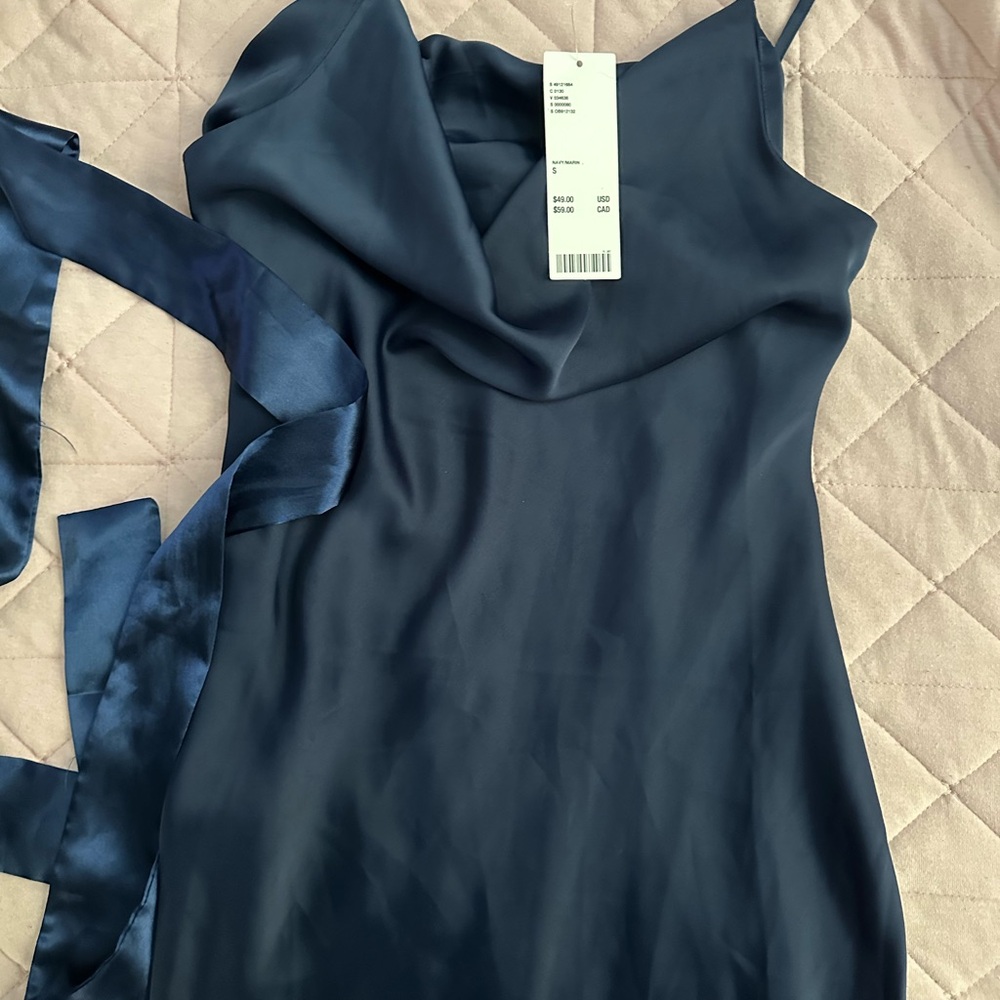 Urban Outfitters Blue Slip Dress Cowl Neck Sleeveless